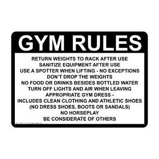 Gym Rules Sign NHE 17442 Sports / Fitness  Business And Store Signs 