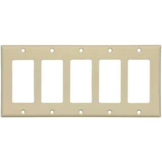 Cooper Wiring Devices 5 Gang Ivory Decorator Rocker Plastic Wall Plate