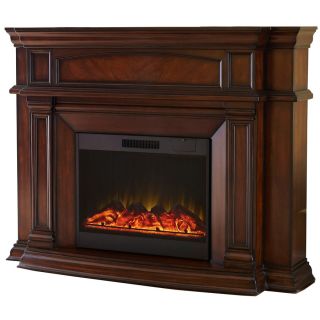 allen + roth 62 in W 4,800 BTU Mink Wood Wall Mount Electric Fireplace with Remote Control