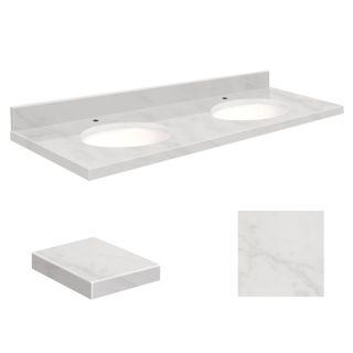 Transolid White Marble Natural Marble Undermount Double Basin Bathroom Vanity Top (Common 61 in x 22 in; Actual 61 in x 22 in)