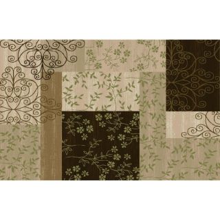 Style Selections 30 in x 48 in Brown/Green Collage Accent Rug