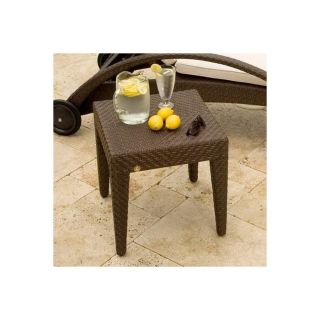 Hospitality Rattan Soho 19 in x 19 in Rehau Java Brown Cast Aluminum Square Patio Side Table