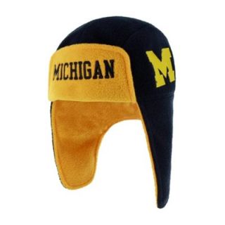 47 Brand Michigan Wolverines Youth Navy Blue Home Game Fleece Trooper Knit Hat   FansEdge