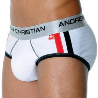 Shock Jock Racer Brief, White, Small at  Mens Clothing store