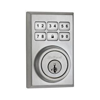 Kwikset SmartCode SmartKey Satin Chrome Commercial/Residential Single Cylinder Motorized Electronic Entry Door Deadbolt with Keypad (Works with Iris)
