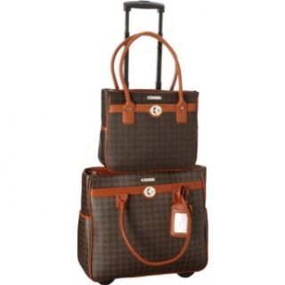 Cabrelli Square Print Laptop Roller Brief & Tablet Tote Set (Brown) Clothing