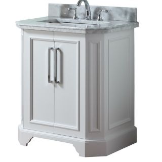 allen + roth Delancy 31 in x 21.75 in White Undermount Single Sink Bathroom Vanity with Natural Marble Top