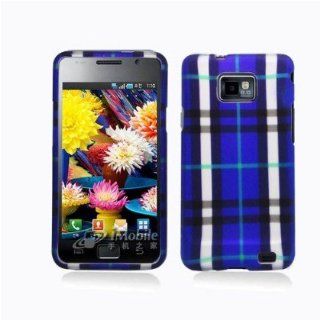 Aimo Wireless SAMI9100PCLMT192 Durable Rubberized Image Case for AT&T Samsung Galaxy S2 i777   Retail Packaging   Blue Plaid Cell Phones & Accessories