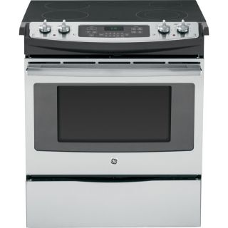 GE 30 in Smooth Surface 4 Element 4.4 cu ft Slide In Electric Range (Stainless Steel)