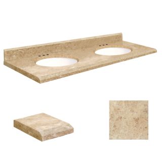 Transolid 61 in W x 22 in D Cappuccino Natural Marble Undermount Double Sink Bathroom Vanity Top