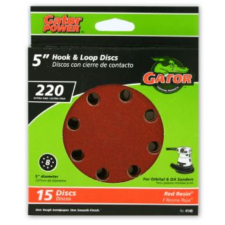 Gator 15 Pack 220 Grit 5 in W x 5 in L 8 Hole Hook and Loop Sanding Disc Sandpaper