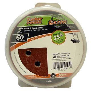 Gator 50 Pack 60 Grit 5 in W x 5 in L 8 Hole Hook and Loop Sanding Disc Sandpaper
