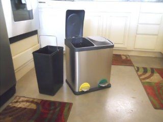 Double Bin Stainless Steel Trash Can Recycle Bin   Space Saver Bags