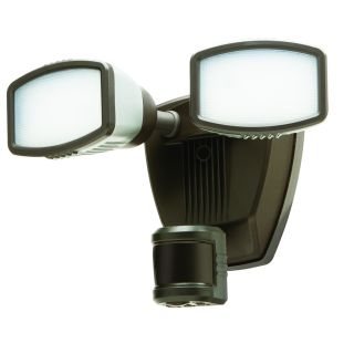 Secure Home 240 Degree 2 Head Dual Detection Zone Bronze LED Motion Activated Flood Light with Timer