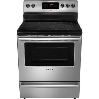Bosch 500 Series 30 in Smooth Surface Freestanding 5 Element 5.4 cu ft Self Cleaning Convection Electric Range (Stainless)