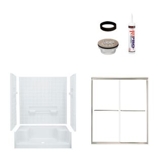 Sterling Advantage 76 in H x 60 in W x 34 in L White Fiberglass and Plastic Wall 4 Piece Alcove Shower Kit