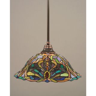 Brooster 16 in W Black Copper Pendant Light with Tiffany Style Shade