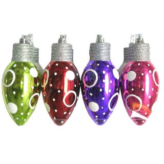 Holiday Living 8 Pack Multicolor Plastic Shatterproof Lightbulb Ornaments