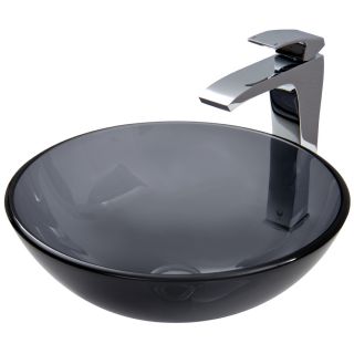 VIGO Vessel Bathroom Sets 6 in D Glass Round Vessel Sink Faucet Included