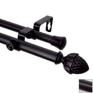 Rod Desyne 28 in to 48 in Black Metal Double Curtain Rod