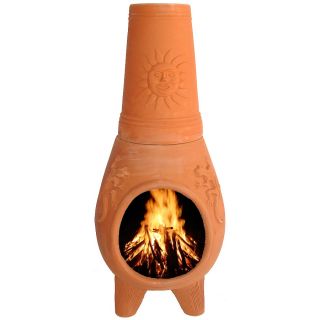 PR Imports 45 in H x 18.5 in D x 18.5 in W Clay Chiminea