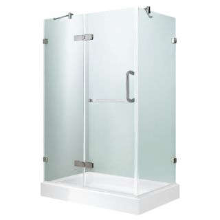 VIGO Frameless Showers 79.25 in H x 40.25 in W x 32.375 in L Brushed Nickel Square 3 Piece Corner Shower Kit