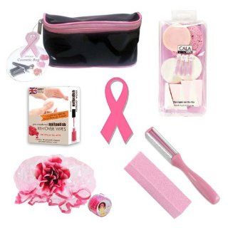 Breast Cancer Awareness Nail Gift Set   Cosmetic Bag, Pedicure Socks, Foot File, Nail Sanding Block, and Polish Remover Wipes   Give Back To The Cause Health & Personal Care
