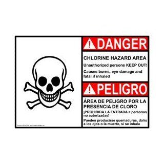 ANSI DANGER Chlorine Hazard Area Bilingual Sign ADB 1675 R Chemical  Business And Store Signs 