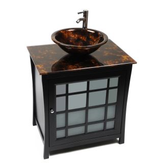 Bionic Panache 31 in x 22 in Dark Venge Single Sink Bathroom Vanity with Tempered Glass Top (Faucet Included)