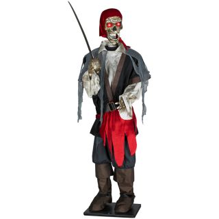 Gemmy 6 ft Lifesize Musical Lighted Animated Pirate Table Top Indoor Halloween Holiday Decoration