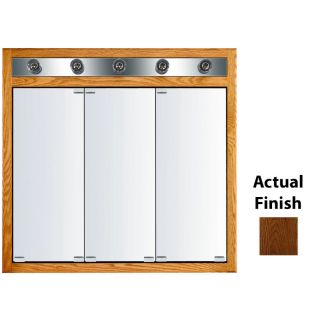 KraftMaid Formal 35 3/4 in x 33 3/4 in Cognac Lighted Oak Surface Mount and Recessed Medicine Cabinet
