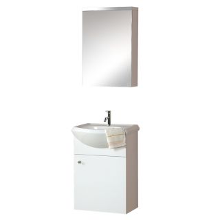 DreamLine Modern 16.75 in x 9.25 in White Belly Sink Single Sink Bathroom Vanity with Vitreous China Top