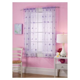 Style Selections Cailyn 63 in L Kids Purple Rod Pocket Window Curtain Panel