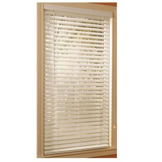 Style Selections 84 in L White Faux Wood 2 in Slat Room Darkening Plantation Blinds