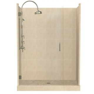 American Bath Factory Panel 86 in H x 34 in W x 60 in L Medium Fiberglass and Plastic Wall Alcove Shower Kit