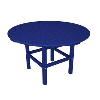 POLYWOOD Rockport Recycled Plastic Top Pacific Blue Round Patio Dining Table