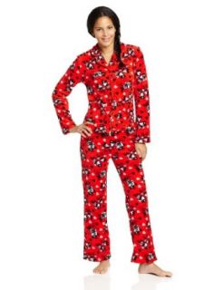 Briefly Stated Women's Mickey and Minnie Mouse Notch Pajama Set Clothing