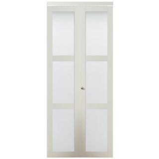 KingStar White 3 Lite Solid Core Tempered Frosted Glass Bifold Closet Door (Common 80.5 in x 30 in; Actual 80 in x 30 in)