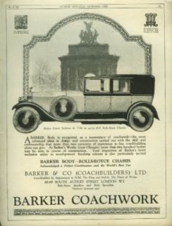 Barker Coachwork Sedanca de Ville on 40/50 HP Rolls Royce Chassis ad 1927 #1 Entertainment Collectibles