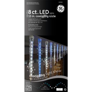 GE 96 Count LED Mini Blue Christmas Icicle String Lights ENERGY STAR