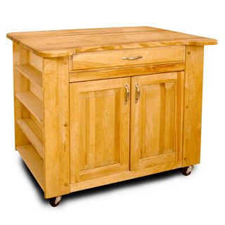 Catskill Craftsmen 26 in L x 40 in W x 34.5 in H Natural Hardwood/Oiled Kitchen Island with Casters