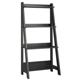 Bush Furniture Alamosa Classic Black 52.25 Inches 4  Shelf Ladder Bookcase