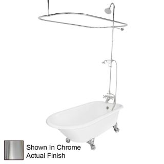 American Bath Factory Windsor 61 in L x 31 in W x 24 in H White Cast Iron Round Clawfoot Bathtub with Reversible Drain