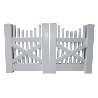 Boundary 4 ft x 8 ft White Picket Drive Vinyl Fence Gate