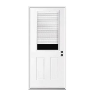 ReliaBilt Blinds Between The Glass Half Lite Prehung Inswing Steel Entry Door Prehung (Common 80 in x 32 in; Actual 81.75 in x 33.5 in)