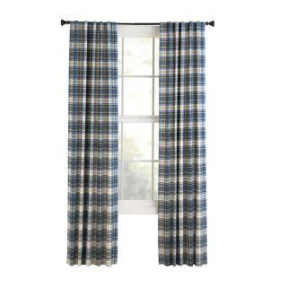 Style Selections Bernard 84 in L Plaid Blue Back Tab Curtain Panel