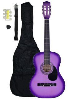 38 Inch Beginner Acoustic Guitar Starter Pack with Gig Bag, Strap, Pitch Pipe, and Pick   Black Dreadnought Musical Instruments