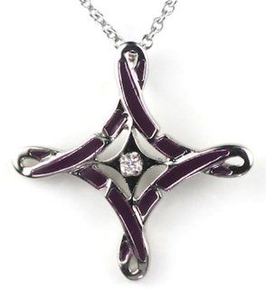 Purple Ribbons Cross W 20" Chain Chain Necklaces Jewelry