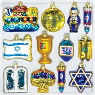 Decoration Set/Decorations for Hannukah Tree [Exclusive for Saint Petersburg Trade House. Size of ornaments 2.5 3 in. (5 8 cm). Material Hand crafted glass and paint. Set includes 12 pieces] [Beautifully shaped from hand crafted glass, these fantastic de