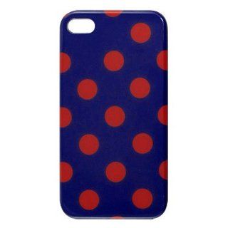 Red Round Circle Dark Blue Hard Plastic IMD Back Case for iPhone 4 4G 4S Cell Phones & Accessories